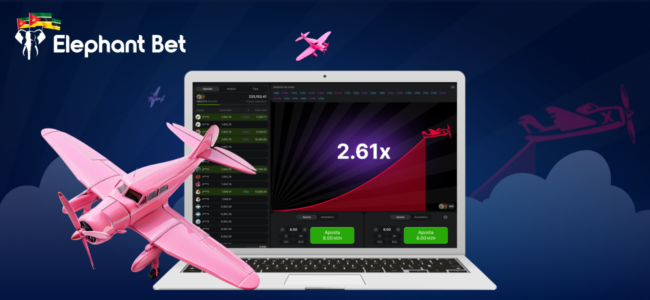 No Elephant Bet Aviator, os jogadores de Moçambique tentam a sorte num jogo crash dinâmico com regras simples, pagamentos instantâneos e bónus de até 300%